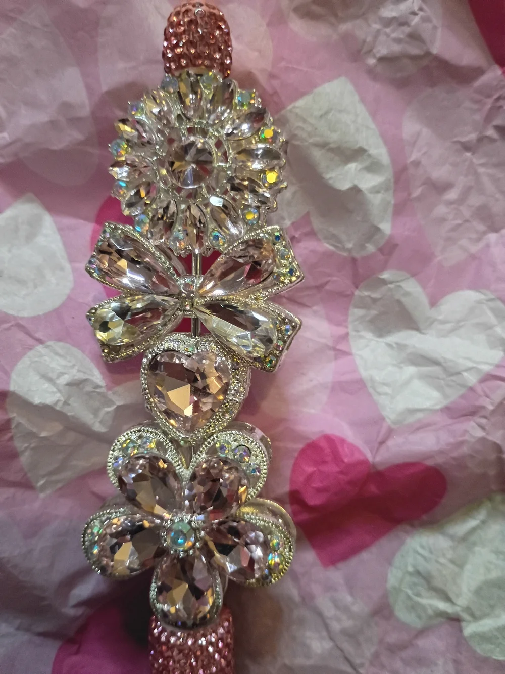 Pink Crystal Floral Rhinestone Handmade Pen